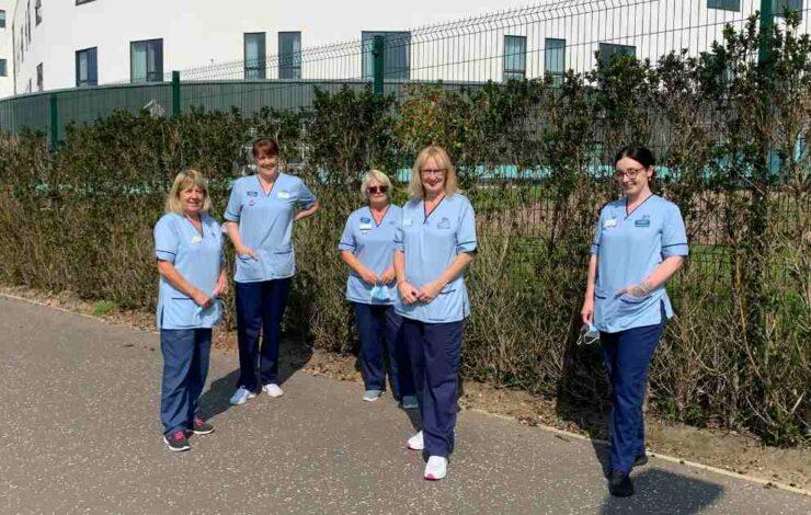 Staff at the Royal Infirmary of Edinburgh staff using a greenspace