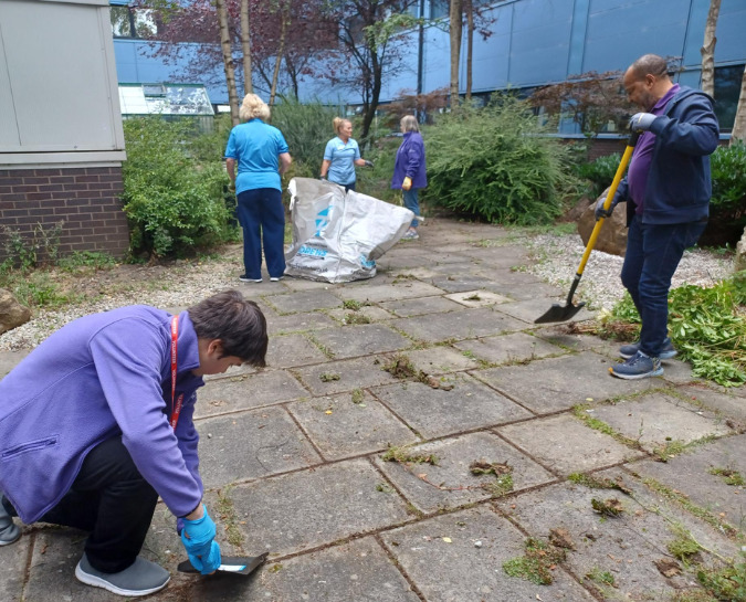 Staff working in the garden at the Western General