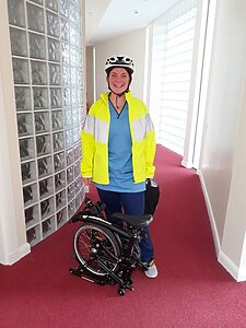 NHS Lothian staff member with her e-biked funded through Climate Challenge Grants