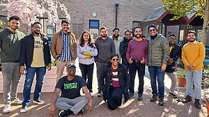 volunteers from NatWest India in the Fairmile Courtyard that they helped to revitalise